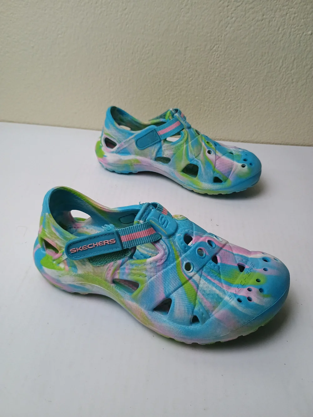 Skechers Cali Toddler Girl 12 Foamies Blue Multi-Color Water-Friendly Clogs